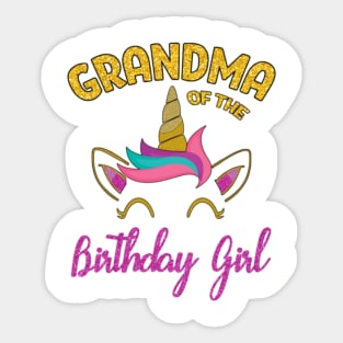 Grandma of the Unicorn Birthday Girl Sticker